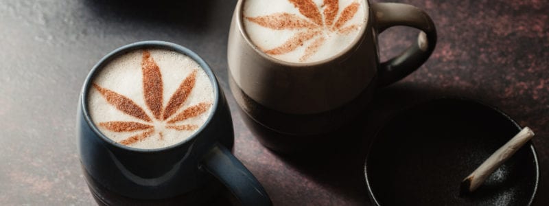 cbd latte with cannabis leaf design